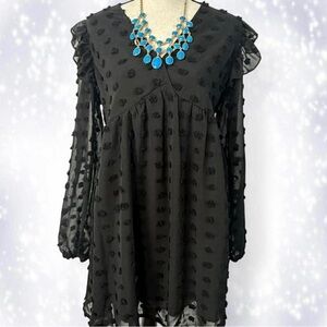 Cupshe Fairy Grunge Popcorn Texture Long Sleeve Mini Dress